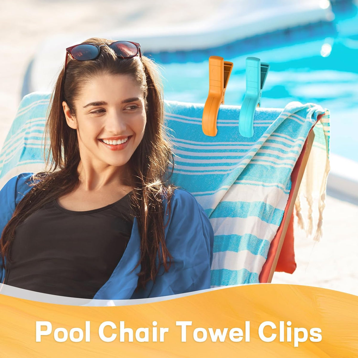 Senbowe 12 Pcs Beach Towel Clips for Beach Chairs, Towel Holder Clips for Chair Pool on