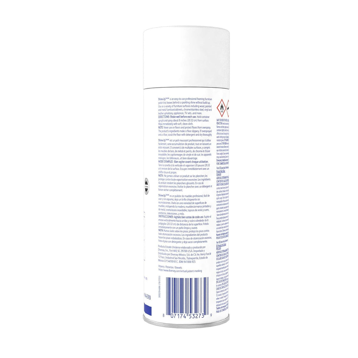 Diversey 904390 Shine-Up Multi-Surface Foaming Polish, Use to Clean Furniture, Vinyl, Stainless