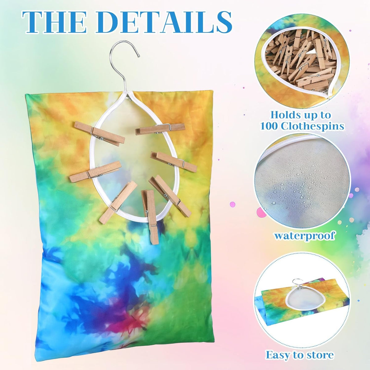 Woanger 2 Pcs Clothes Pin Bag Clothespin Holder 15 x 11 in to Hang on Line Clothes Pin Hanging Bag