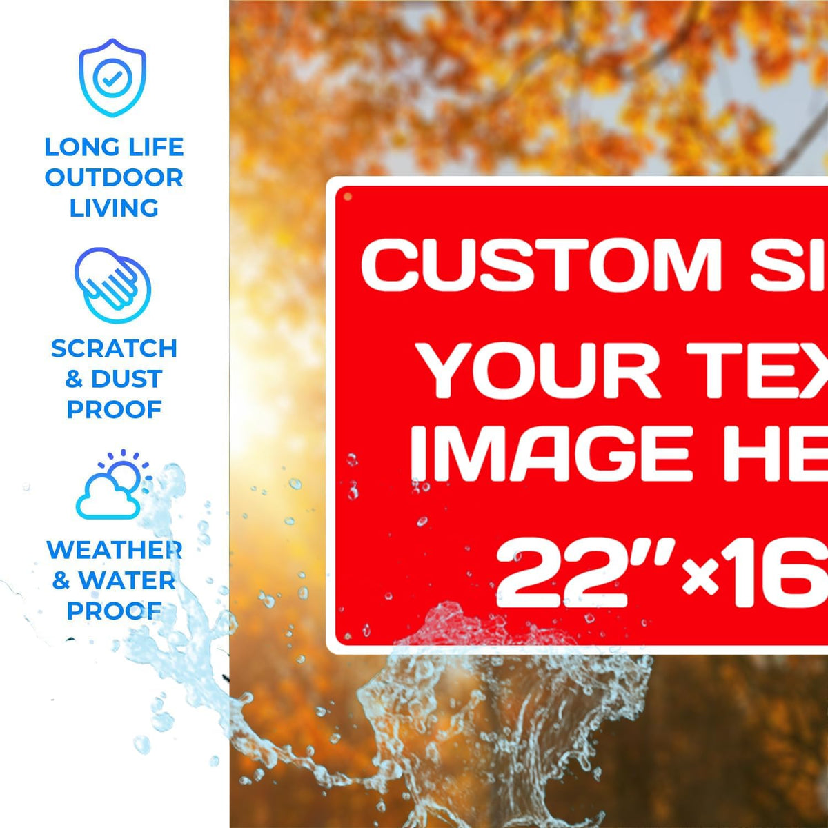 Personalized Aluminum Weatherproof Metal Sign - Multiple Sizes, Custom Text and Picture - Hazard