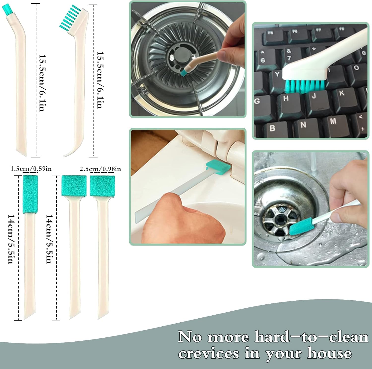 9 Pcs Small Household Cleaning Brushes by ELEMGULY,Deep Detail Crevice Brush Set for Hole, Gap