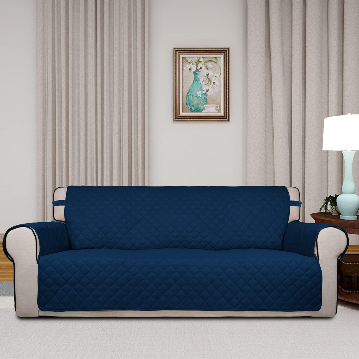 PureFit Reversible Quilted Sofa Cover, Water Resistant Slipcover Furniture Protector, Washable