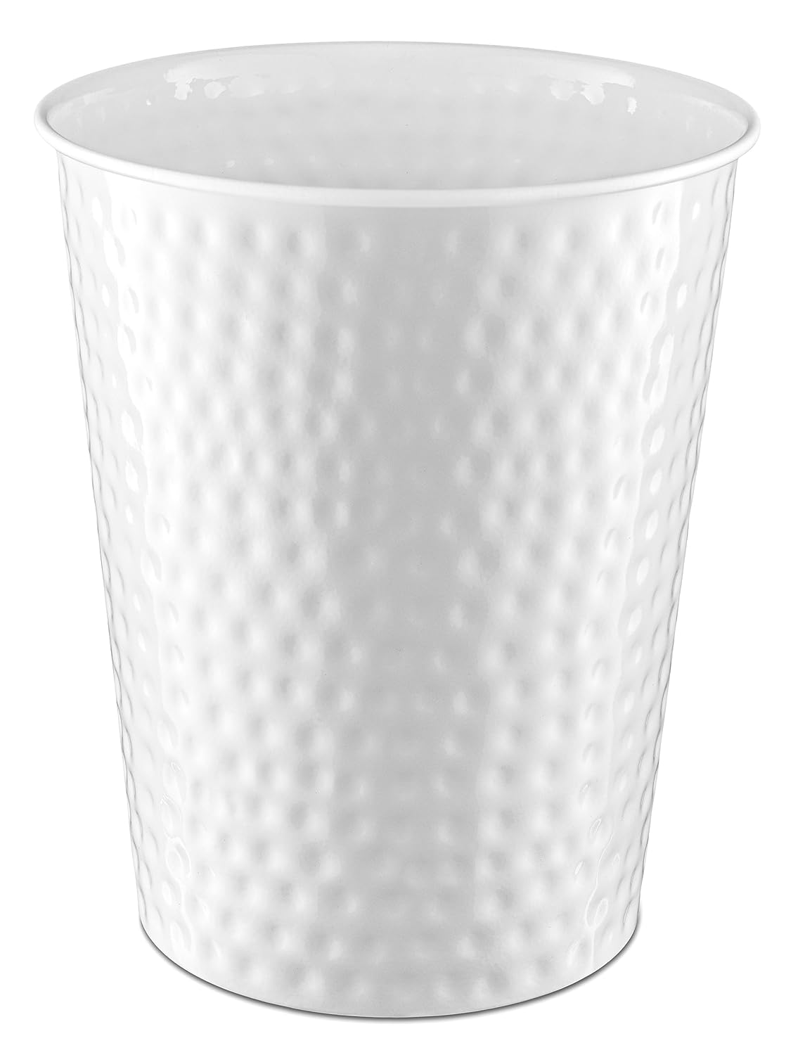 Monarch Abode White Hand Hammered Metal Wastebasket for Home Office Bedroom, Decorative Waste