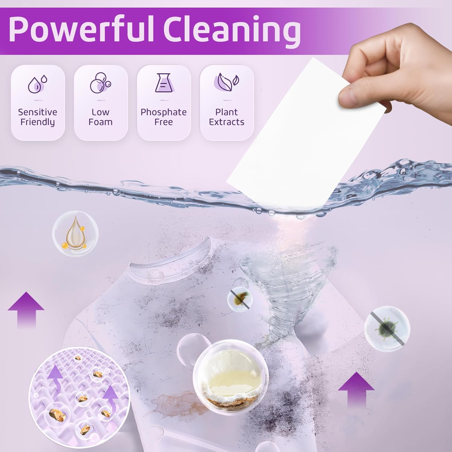 Poesie Laundry Detergent Sheets Lavender Scent 160 Count Soap Sheets Non-Plastic Hypoallergenic