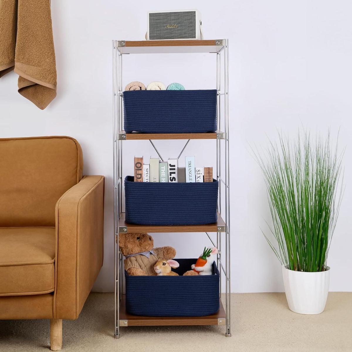 Large Storage Baskets for Shelves, Closet Organizers Bins for Clothes Blanket Towels, Baby Nursery