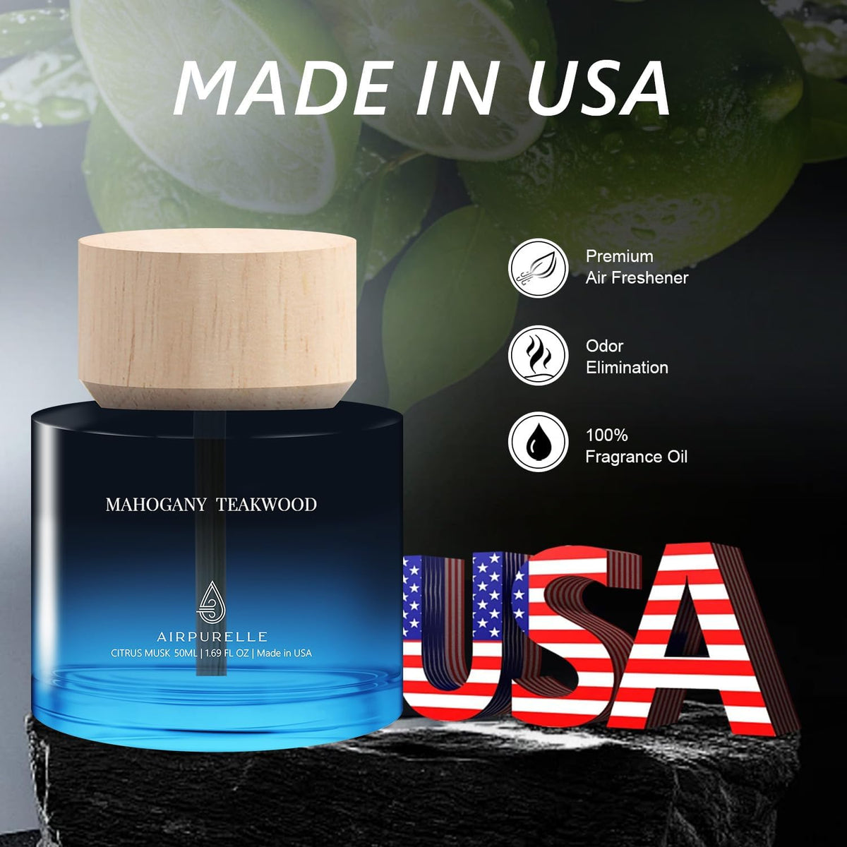 Car Air Freshener for Men & Women – Long-Lasting Mahogany Teakwood Essential Oil Diffuser for Car
