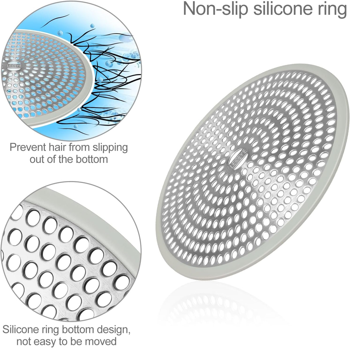 LEKEYE Shower Drain Hair Catcher | Strainer | Shower Stall Drain Cover | Bathroom Drain Protector