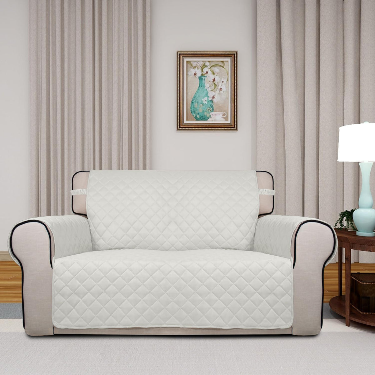 PureFit Reversible Quilted Sofa Cover, Water Resistant Slipcover Furniture Protector, Washable
