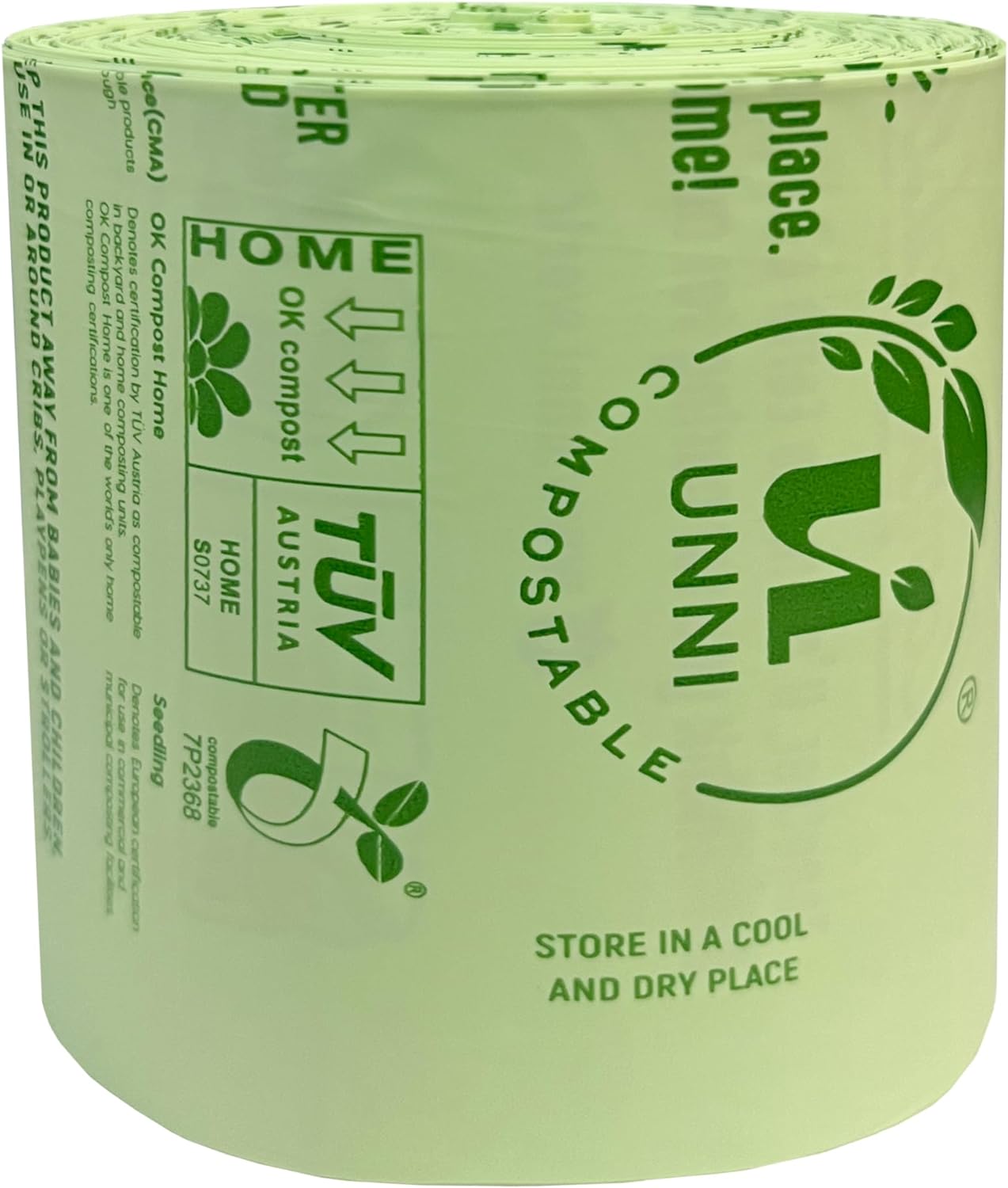 UNNI Compostable Trash Bags, 3 Gallon / 11.35 Liter, 600 Count Value Pack, Extra Thick 0.71 Mil