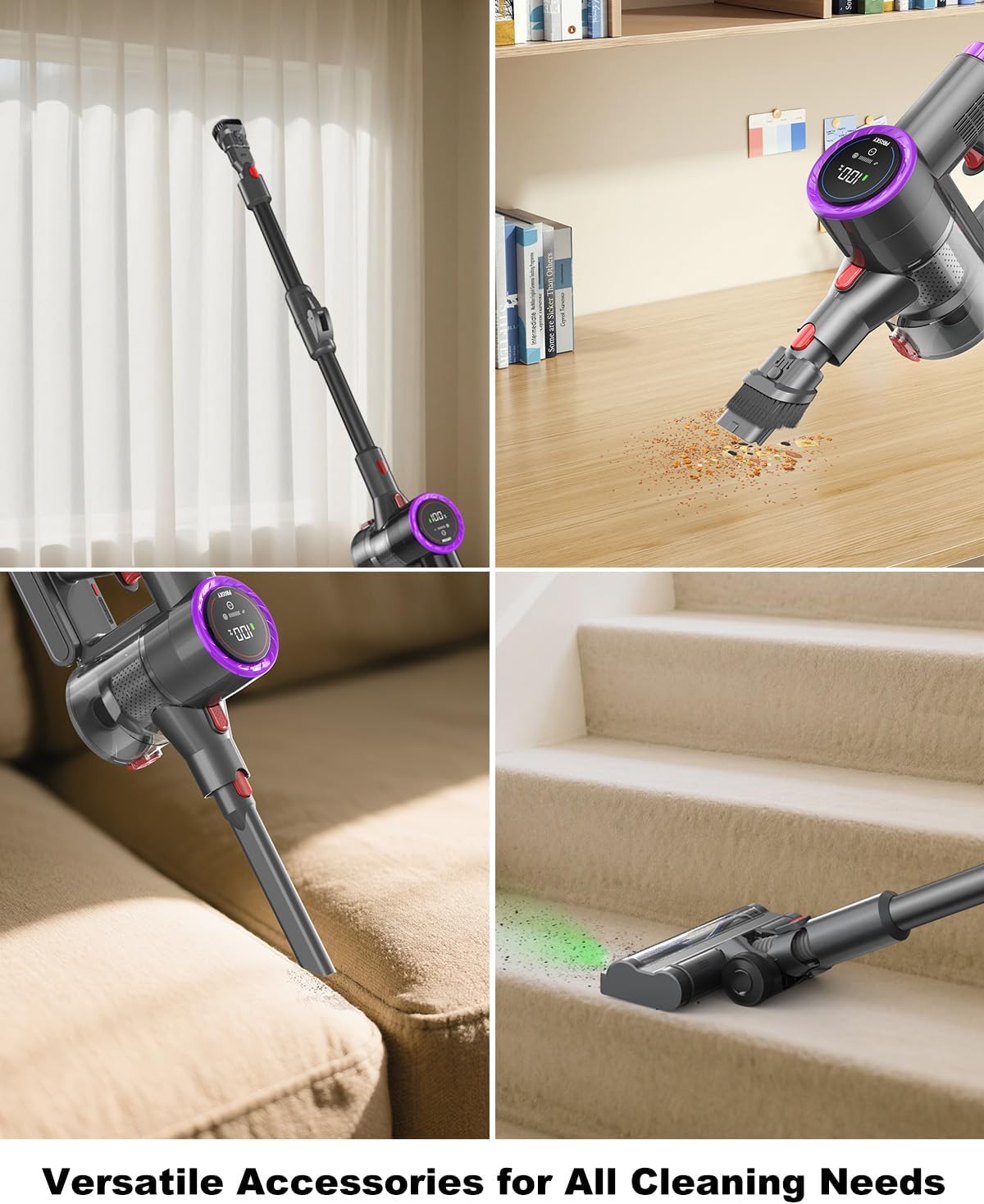 Cordless Vacuum Cleaner Bendable 6-in-1 Stick Vacuum — Lightweight with 45mins Runtime, LED Display