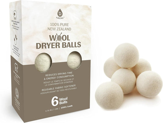 Pursonic Laundry Wool Dryer Balls – Reusable Dryer Balls Made from 100% Pure New Zealand Wool