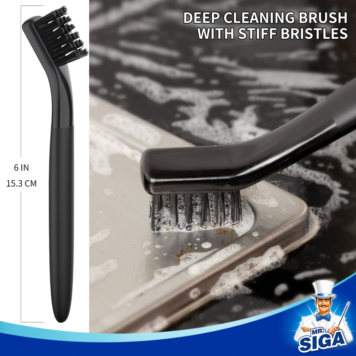 MR.SIGA Grout Cleaner Brush Set, Detail Cleaning Brush Set for Tiles – view 4