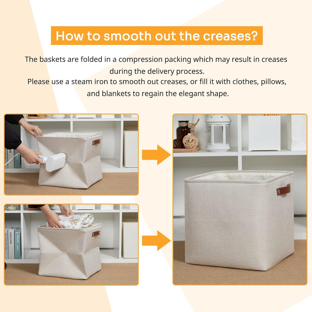 DULLEMELO Storage Bins, 4 Pack Of 13x13x13 Decorative Storage Cube Bins Suit Office, Home, Shelves