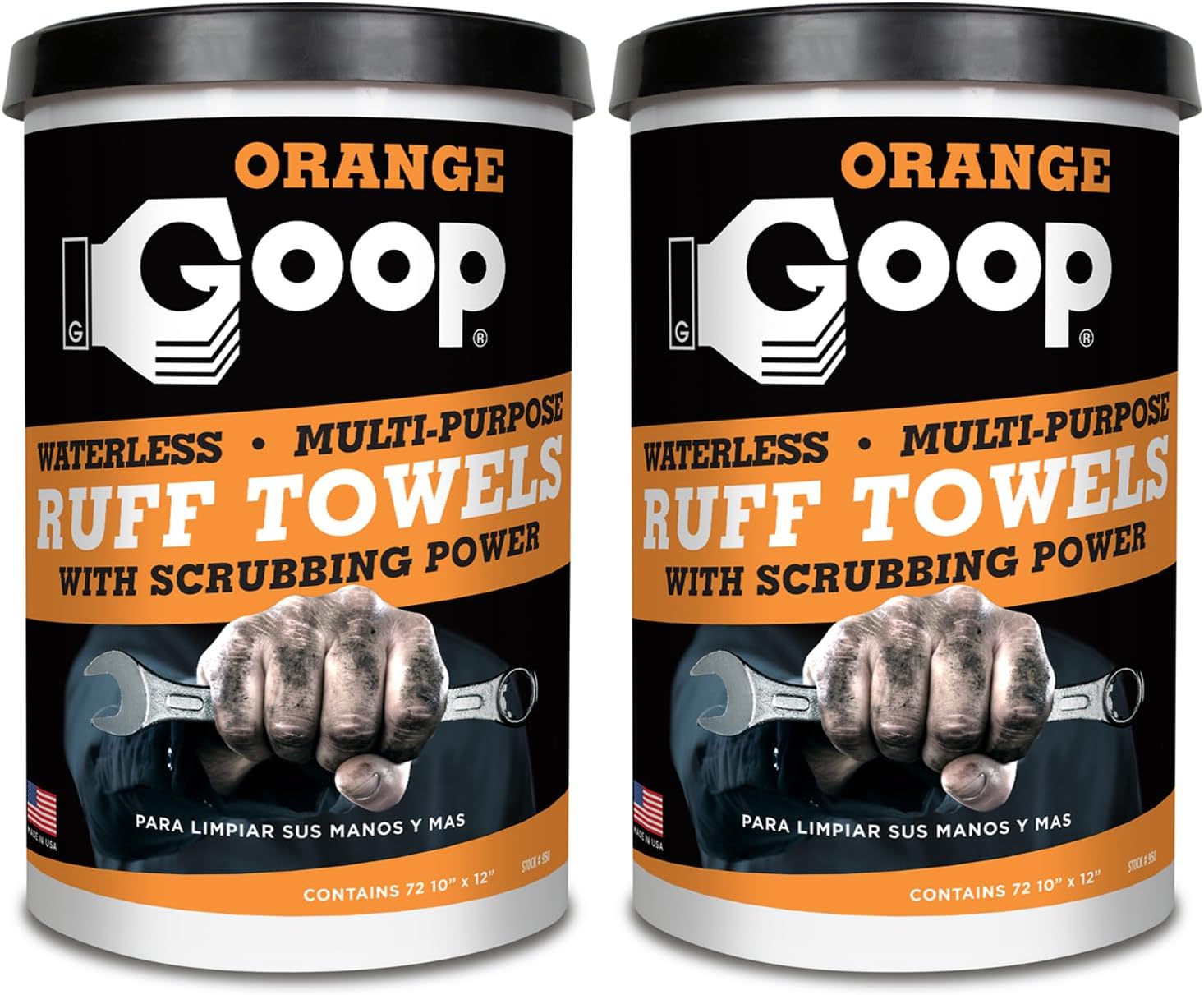 GOOP Orange Heavy Duty Ruff Towels with Scrubbing Power, 10” x 12” Dual Textured Multi-Purpose