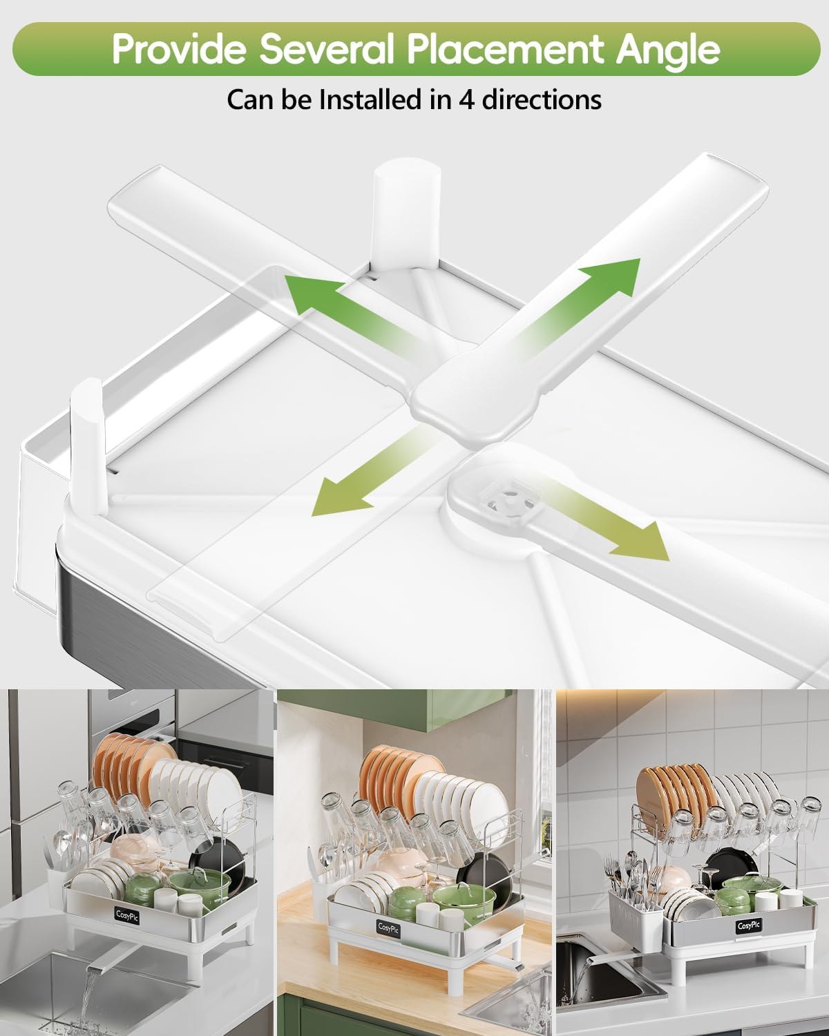 2 Tier Dish Drying Rack, Thicker Premium 304 Stainless Steel Dish Racks for Kitchen Counter