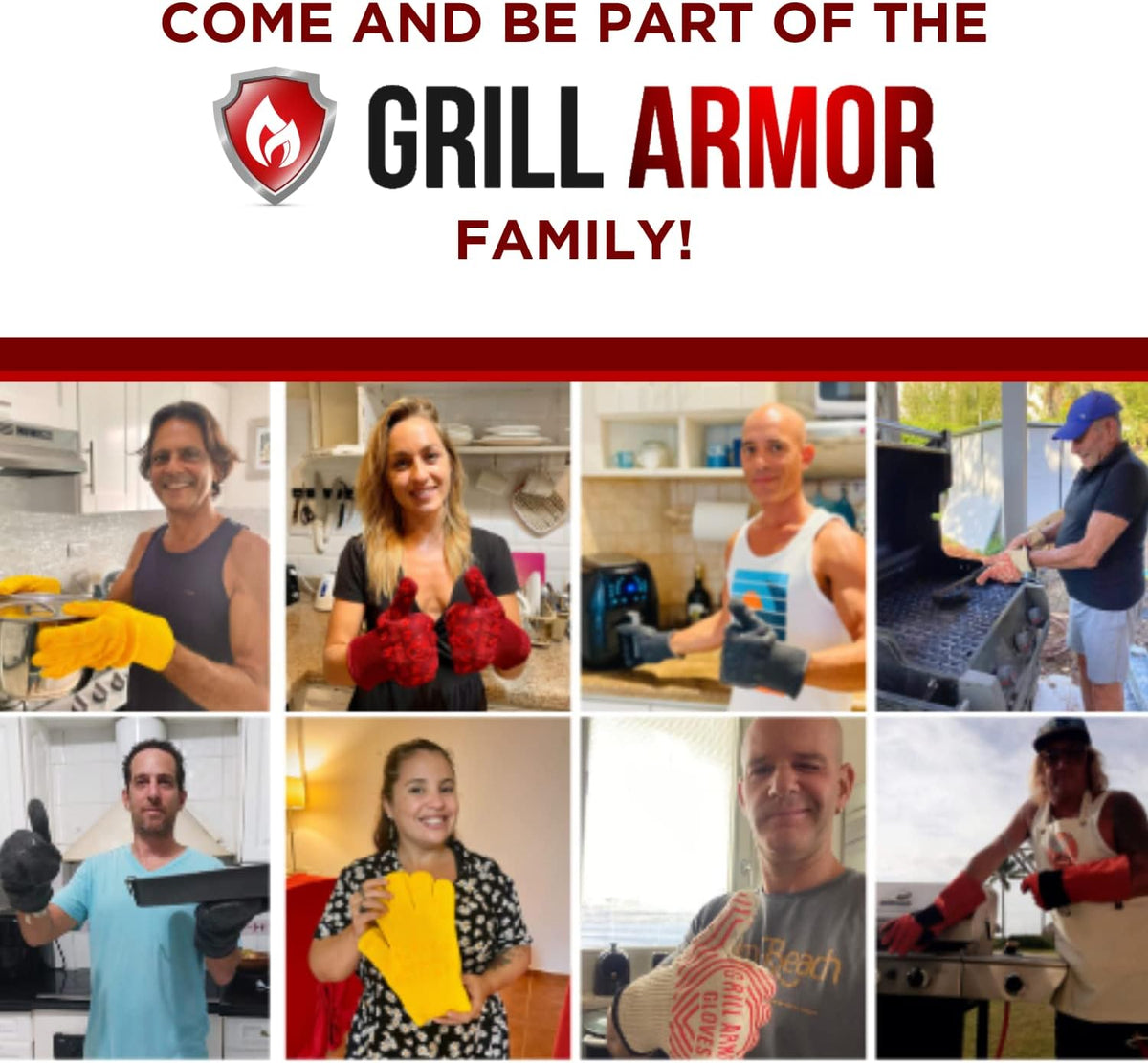 Grill Armor Oven Gloves 932°F Extreme Heat & Cut Resistant Oven Mitts with Fingers for BBQ