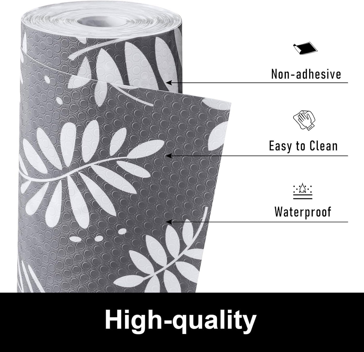 Cooyes Drawer and Shelf Liner, Non-Adhesive Shelf Liners for Kitchen Cabinets, Thick Strong Grip