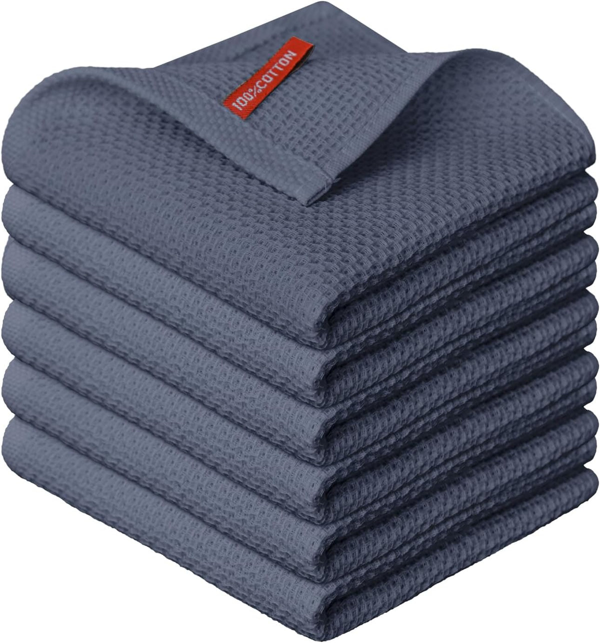 Artoid Mode 100% Cotton Dark Grey Waffle Weave Kitchen Dish Cloths, 12x12 Inch Ultra Soft Absorbent