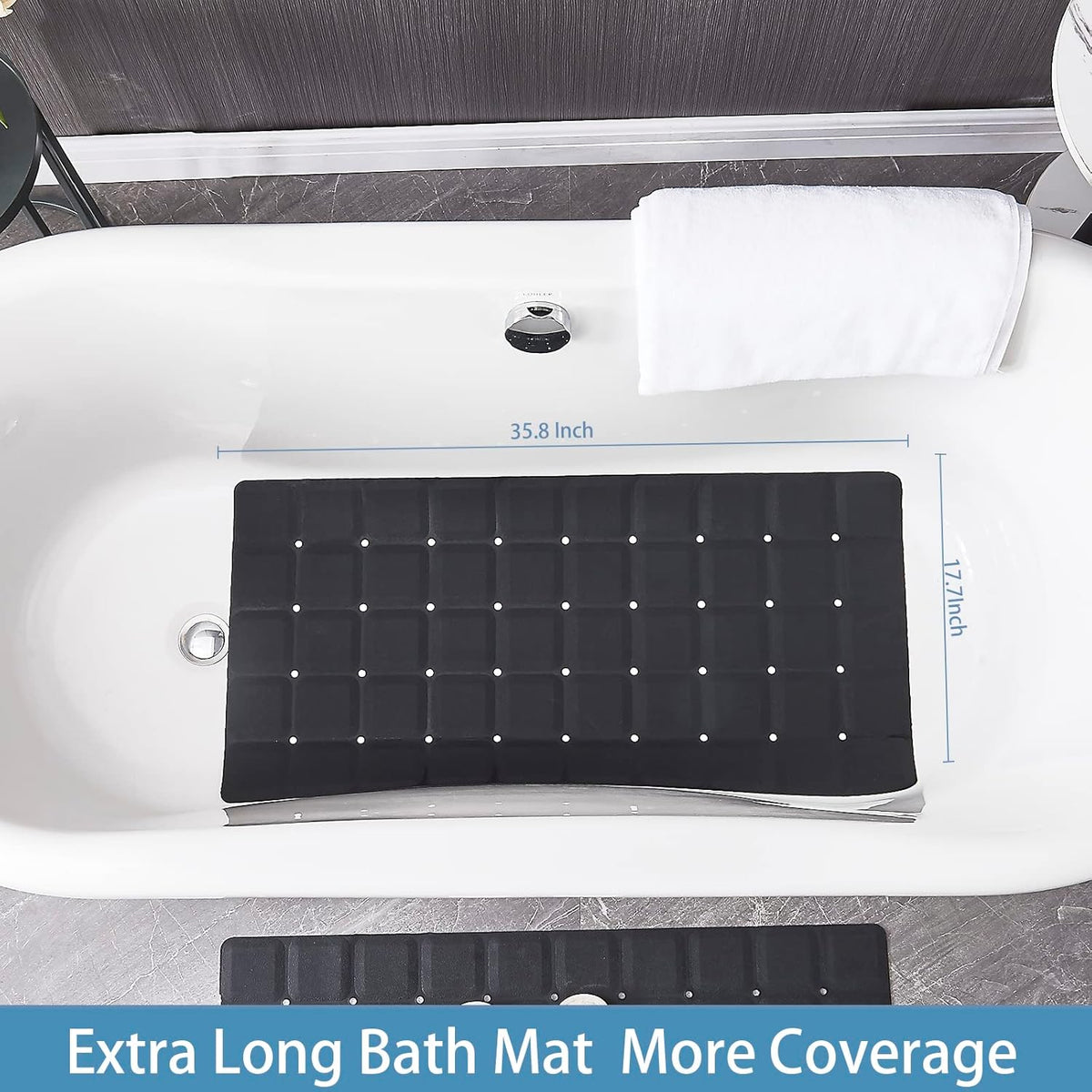 Foldable Silicone Bathtub Mat: Jumbo Size Heavy Duty Safety Bath Mat for Tub Without Suction Cups