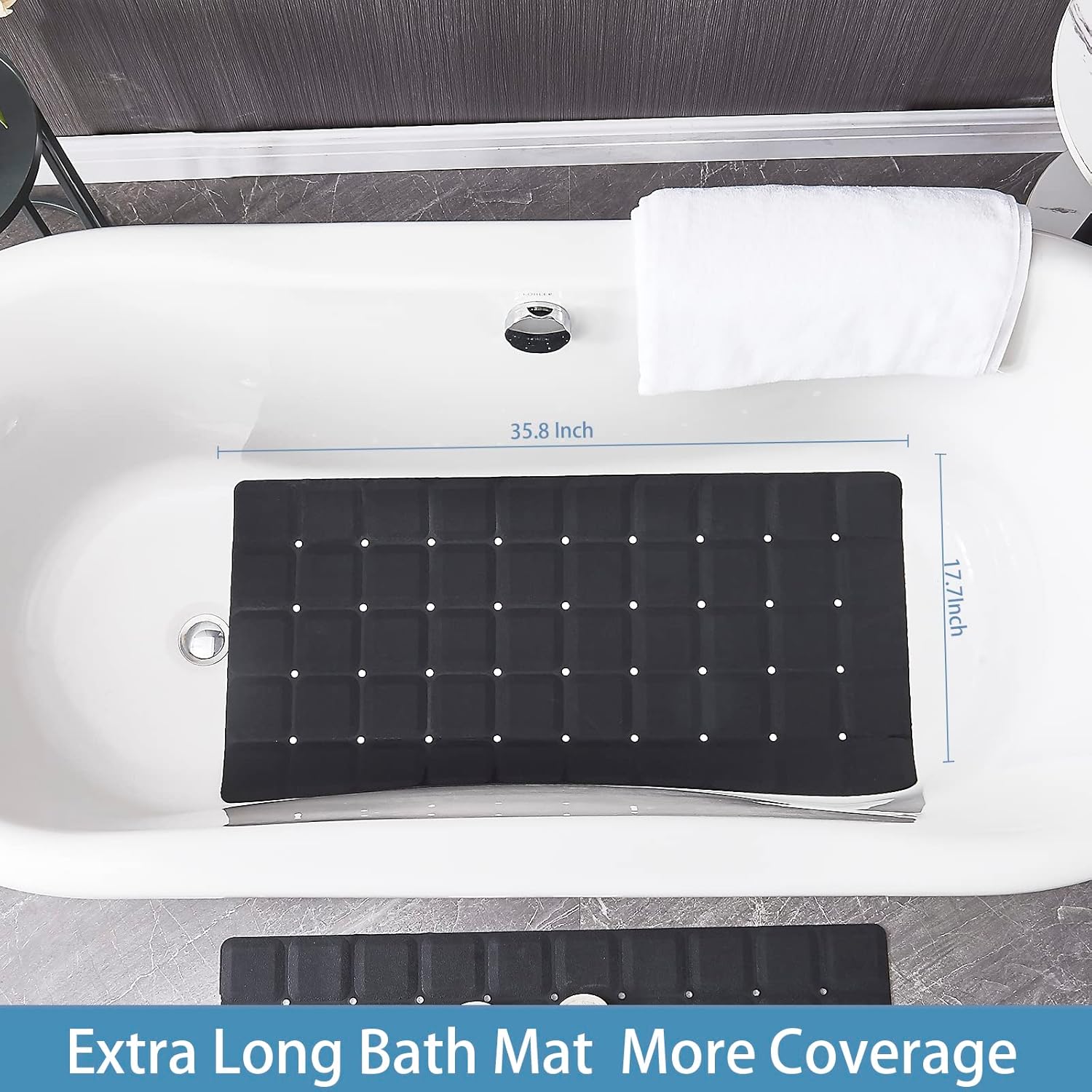 Foldable Silicone Bathtub Mat: Jumbo Size Heavy Duty Safety Bath Mat for Tub Without Suction Cups