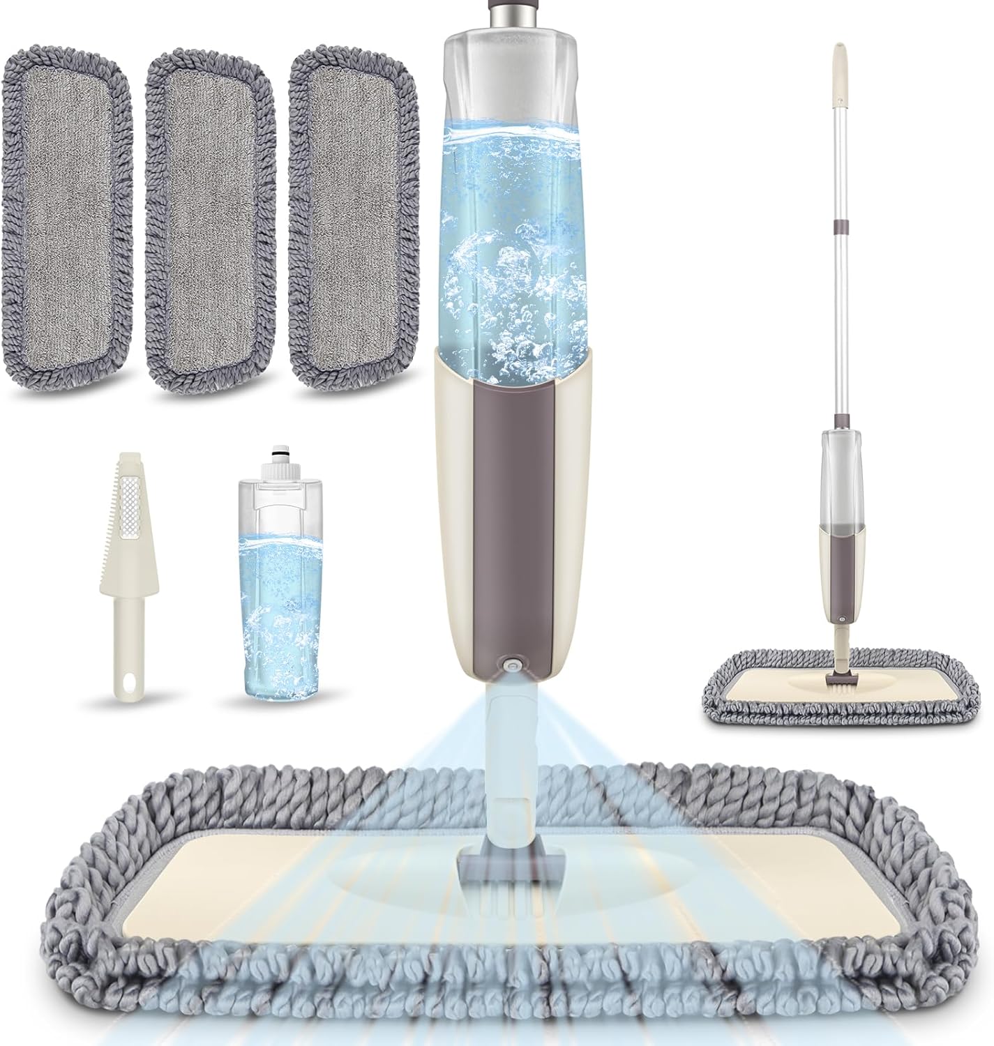 Spray Wet Mops for Hardwood Floor Cleaning - MEXERRIS Microfiber Dust Mop with Spray 3X Reusable