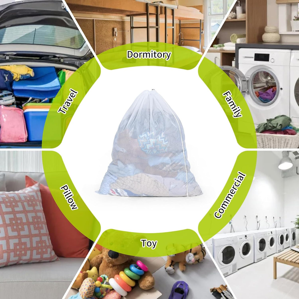 OTraki Large Mesh Laundry Bag 36 x 43 Inch Drawstring Laundry Wash Bags, 2 Pack Dirty Clothes Net