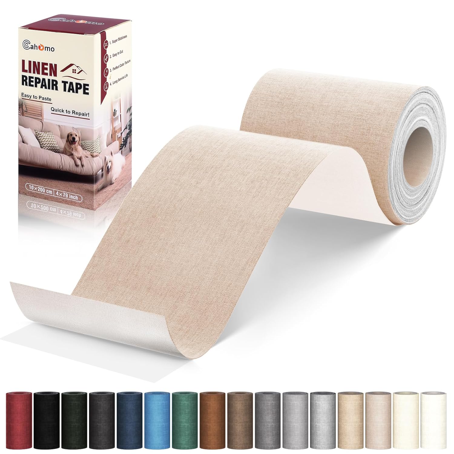 Linen Repair Tape 4x79 inch, Self Adhesive Fabric Patches, Linen Patch Tape Kit, Fabric Repair Tape