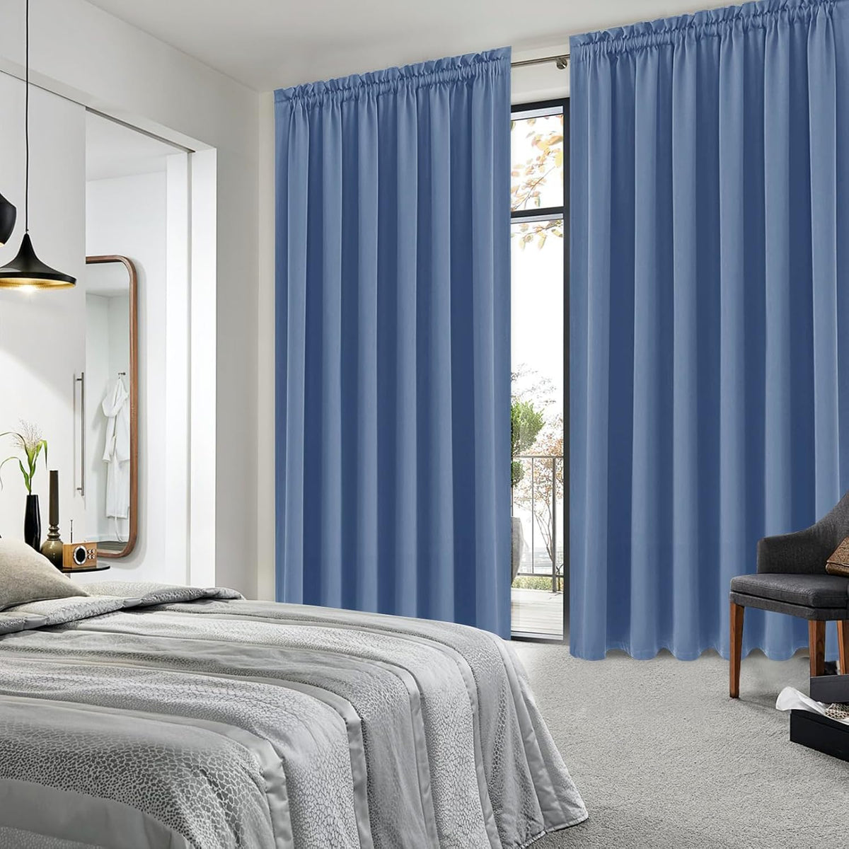 DWCN Blackout Curtains for Living Room Thermal Insulated, Energy Saving & Noise Reducing Bedroom