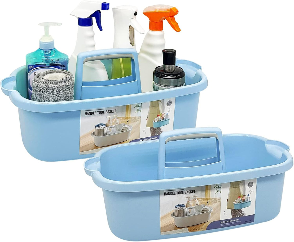 2 Pack Multi-Purpose Plastic Cleaning Caddy with Handle, Shower Caddy Organizer/Storage