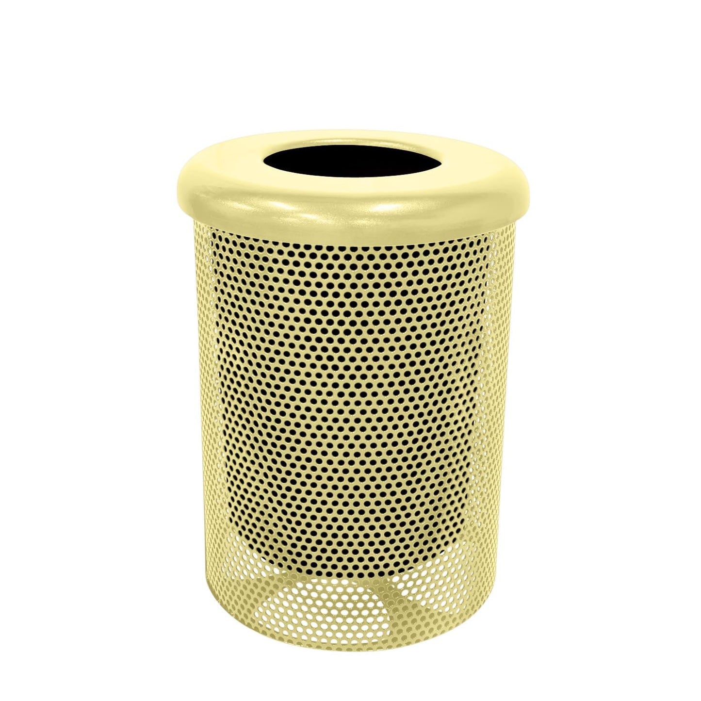 COATEDOUTDOORFURNITURE RFT-P-TXTSAND Heavy Duty Round Trash Receptacle with Flat Top, Liner