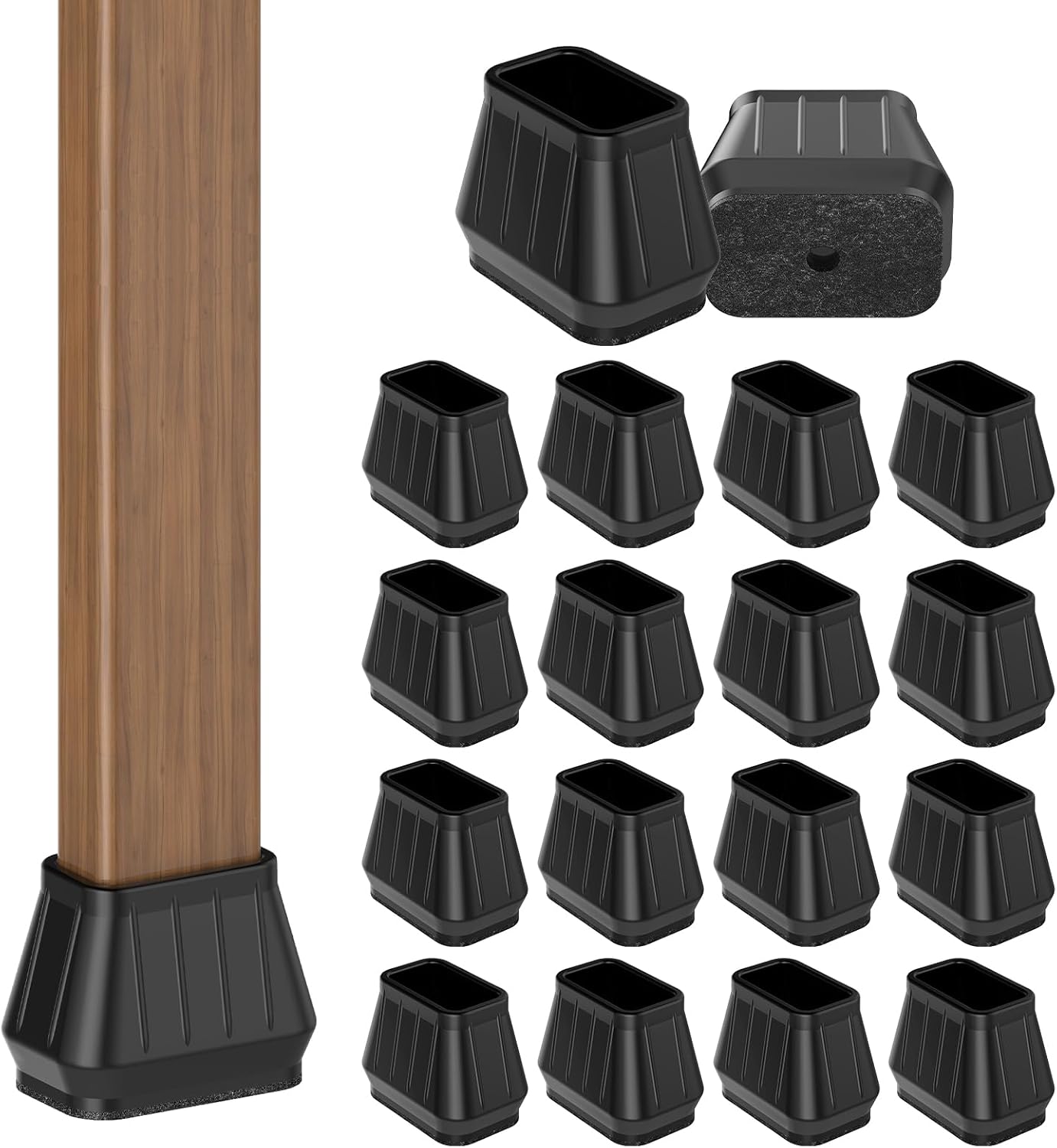 24PCS Rectangular Chair Leg Floor Protectors for Hardwood Floors, Thicken Rubber Chair Leg Cap
