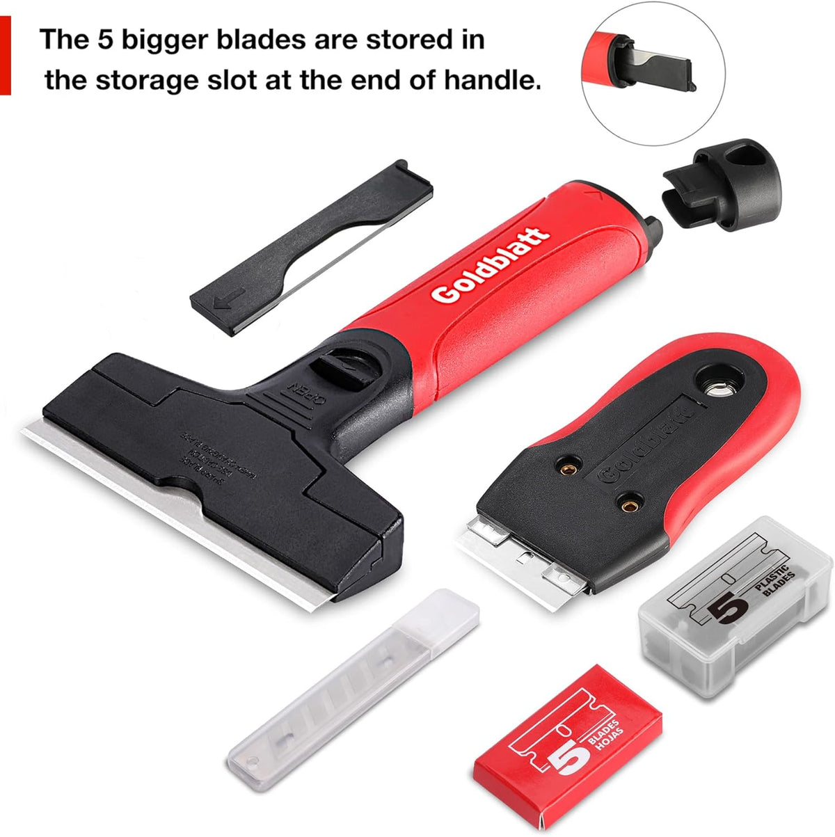Goldblatt 2 Pieces Razor Blade Scraper with 20-piece Blades, Razor Scraper Tool, Razor Holder for