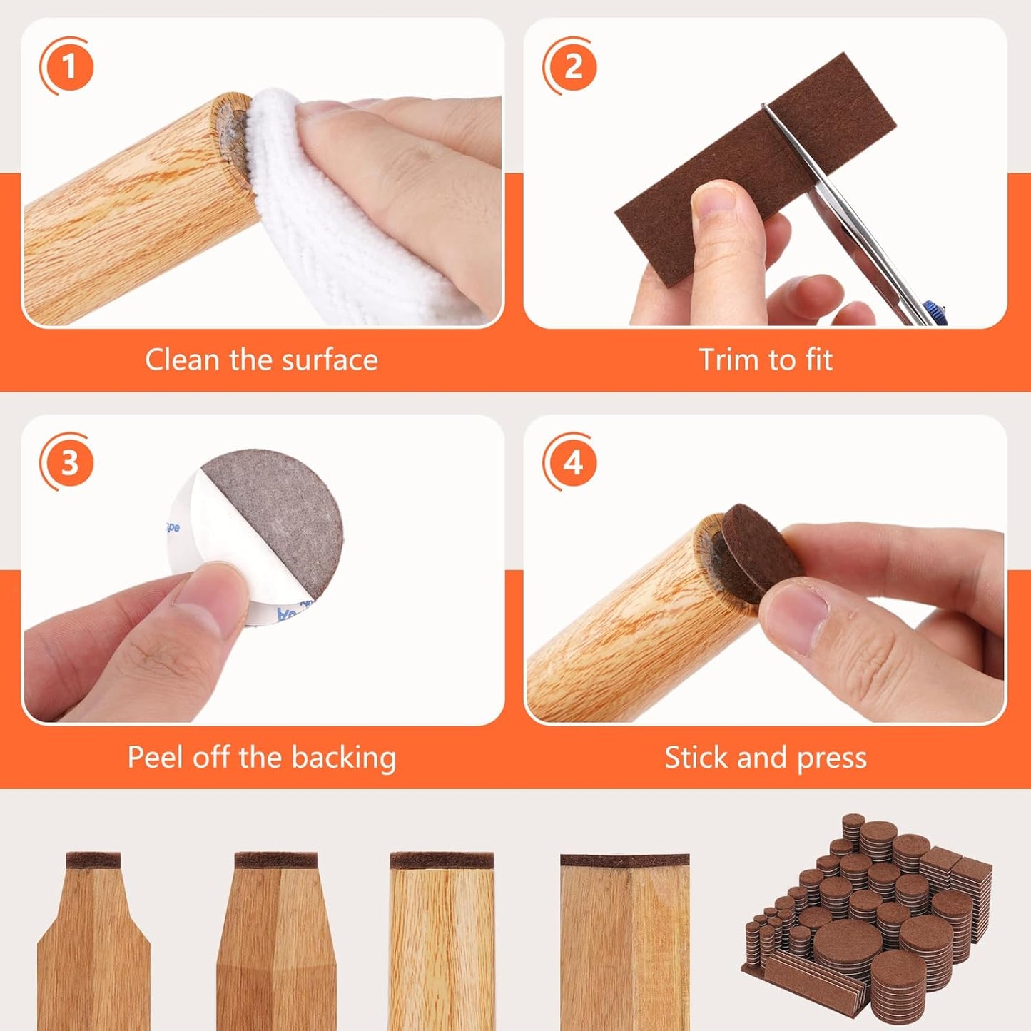 Felt Furniture Pads 300 Pieces, Furniture Pads for Hardwood Floors, Floor Protectors for Furniture