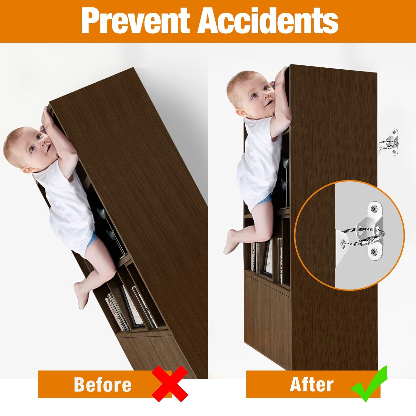 Furniture Anchors (10 Packs) Anti Tip Furniture Anchors for Baby Proofing, Furniture Wall Anchor