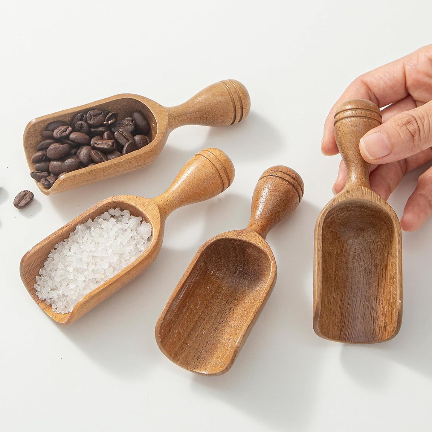 Wooden Scoops for Canisters 4PCS Wooden Scoop for Jars Acacia Mini Measuring Spoons for Ground