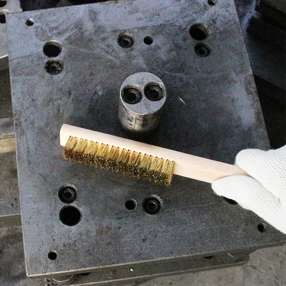 MAXMAN Brass Brush 3Pcs, Soft Brass Bristle Wire Brush for Cleaning Metal Rust, Welds, Home and