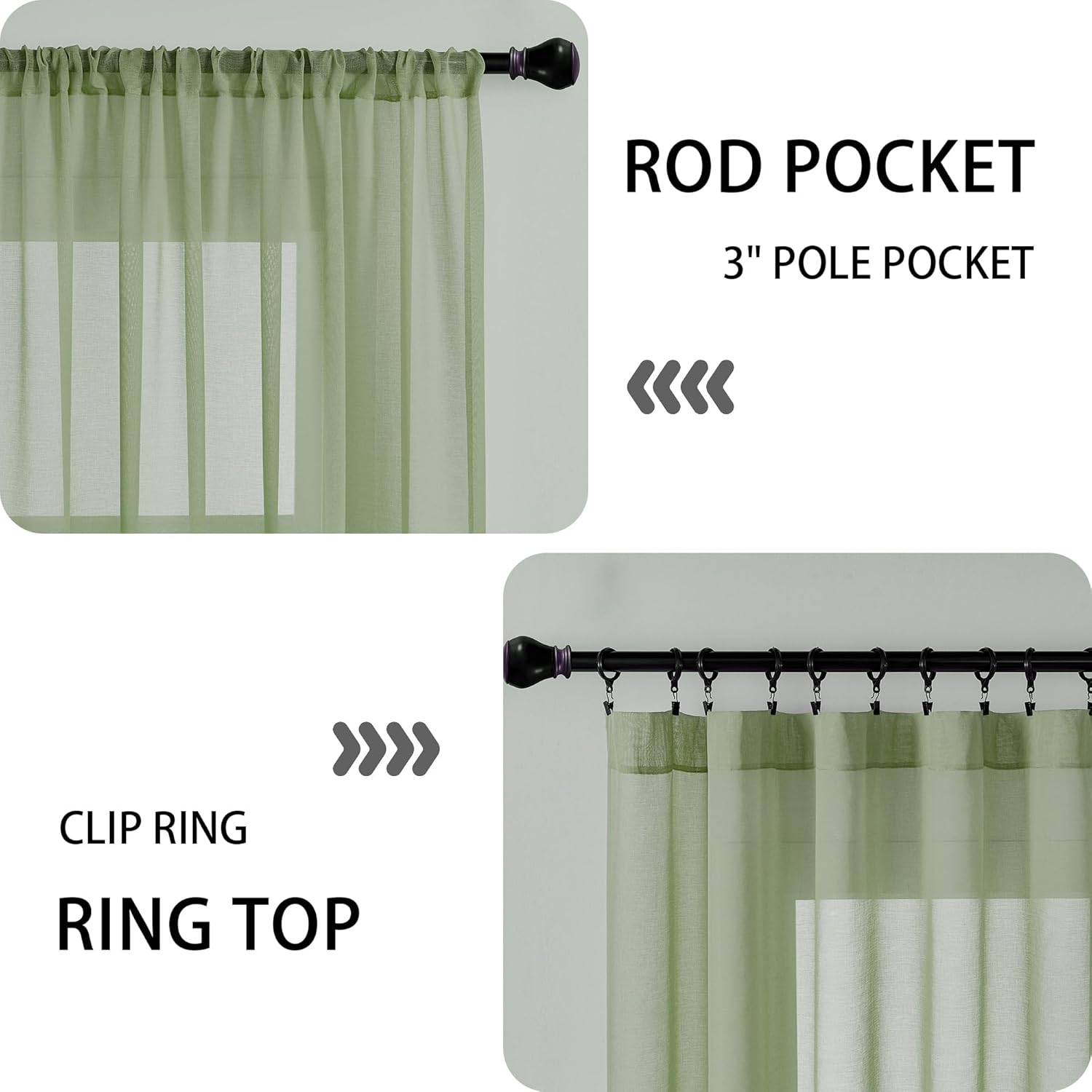 Tollpiz Sheer Door Curtains Closet Linen Textured Curtain Sheers Doorway Light Filtering Voile