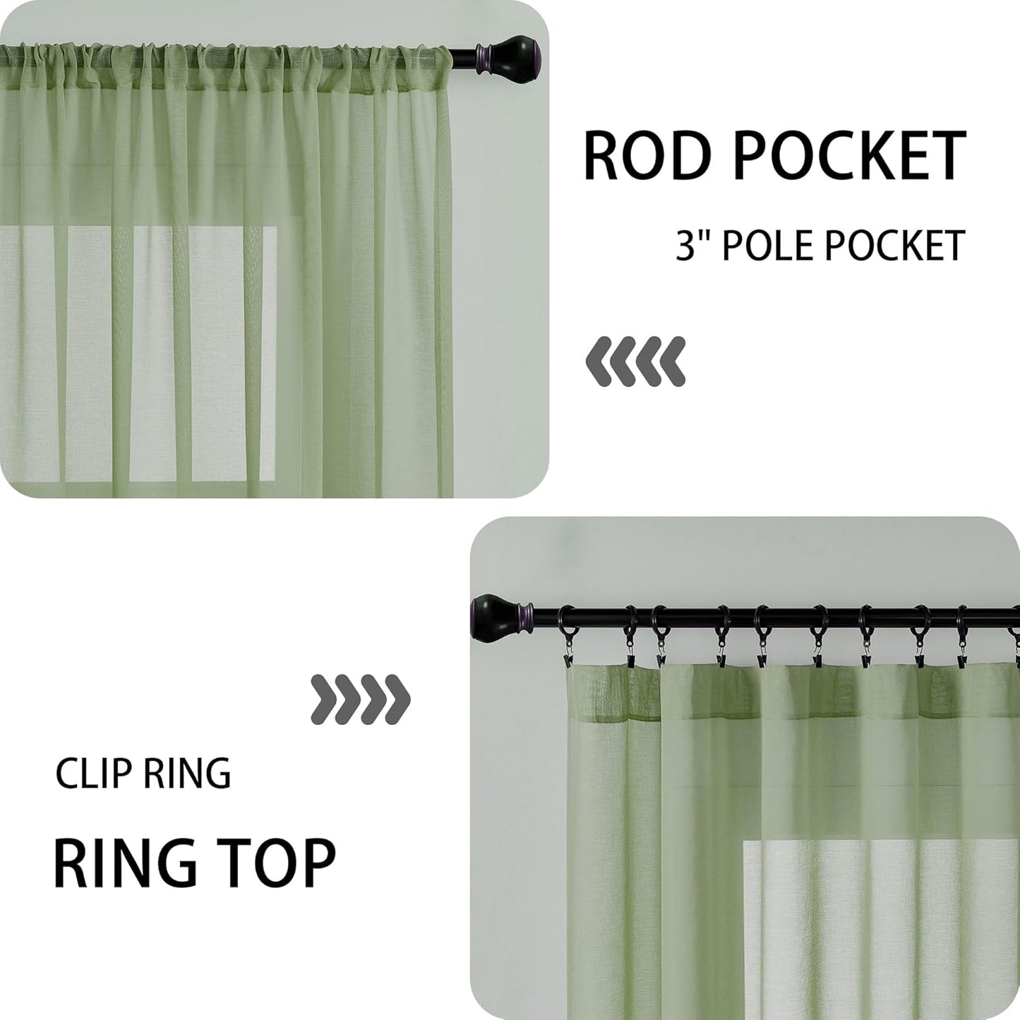 Tollpiz Sheer Door Curtains Closet Linen Textured Curtain Sheers Doorway Light Filtering Voile