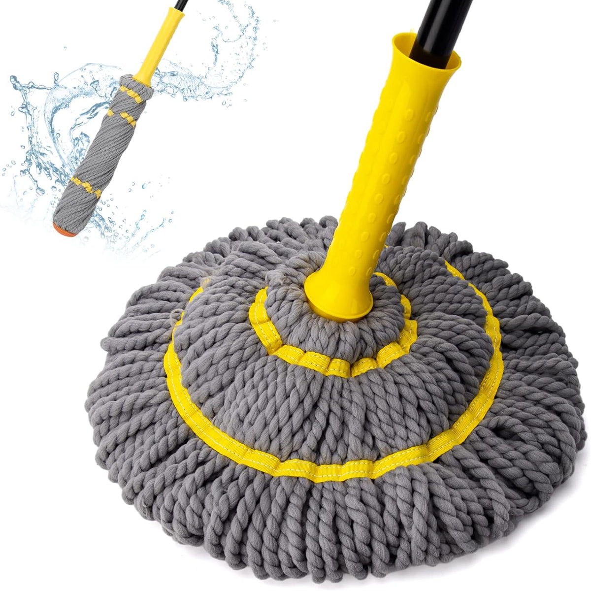 Self Wringing Twist Mop, Wet Mop for Floor Cleaning with 57 " Long Handle, Heavy Duty Floor Mop for
