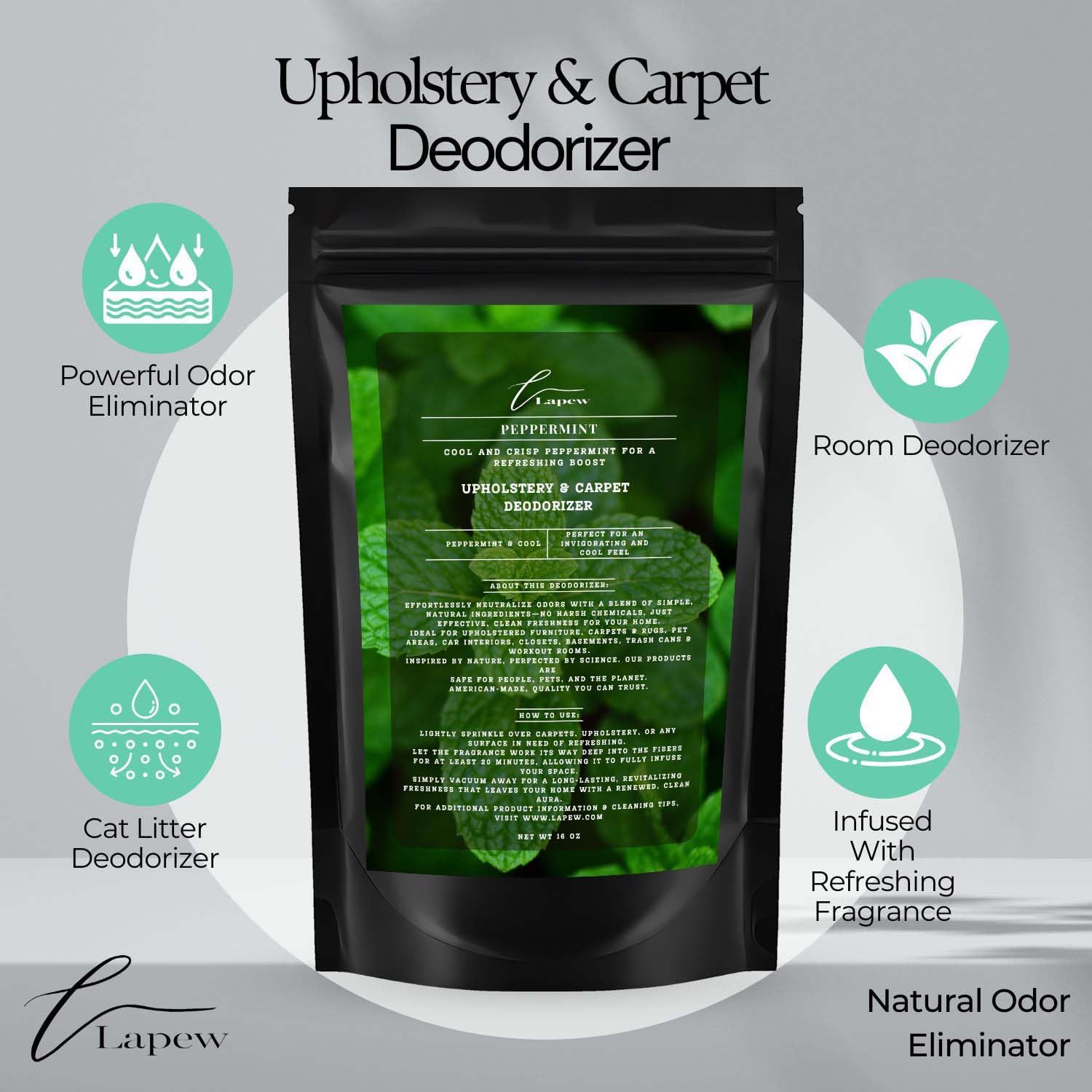 Peppermint Carpet Freshener Powder: Powerful Odor Eliminator for Home, Upholstery Deodorizer