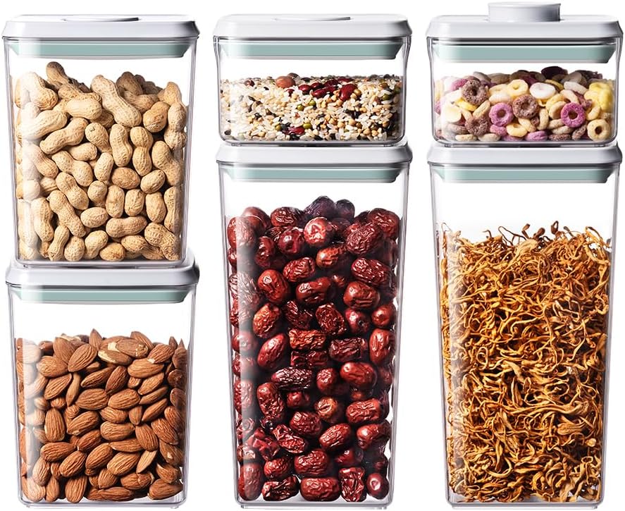 Pop Food Storage Containers Set, 6Pcs Airtight Containers with Lids for Kitchen Pantry Organizers