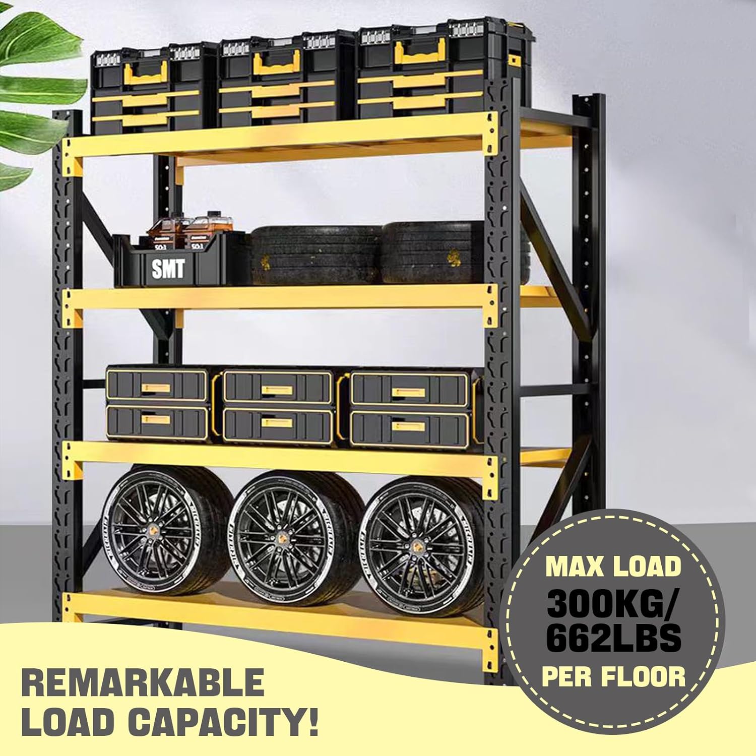 5000lbs Load Capacity,Heavy Duty 4-Tier Steel Shelving Unit, Adjustable Industrial Storage Rack for