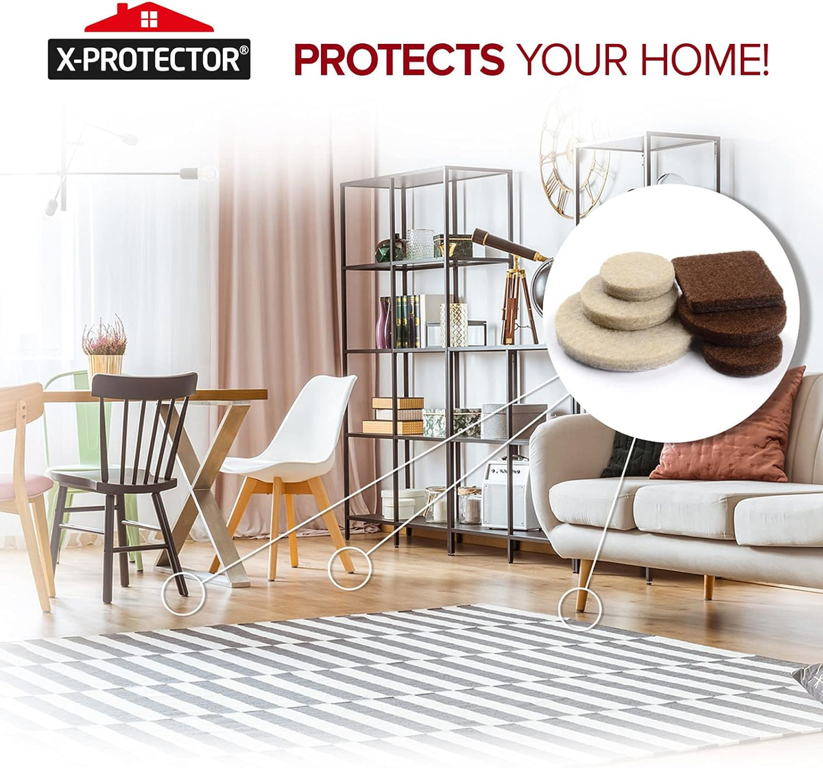 Felt Furniture Pads X-PROTECTOR 133 PCS Premium Furniture Pads - Felt Pads Furniture Feet Best Wood