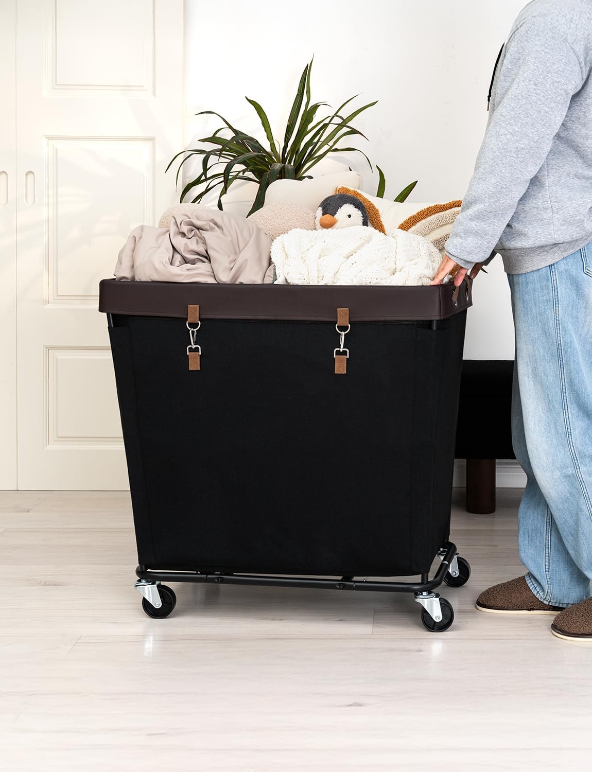 StorageWorks 320L Laundry Basket with Wheels, Extra Large Rolling Hampers for Clothing Organizer