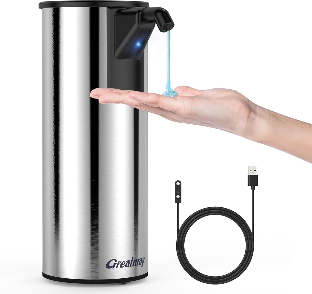 Automatic Soap Dispenser,Stainless Steel Material, Rechargeable Touchless Hand Sanitizer Pump,4