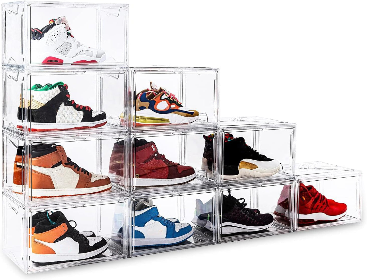 KDOR Shoe Box for sneakers，Closet,hat Clear Plastic Stackable 10 Pack Sneaker Storage Boxes with