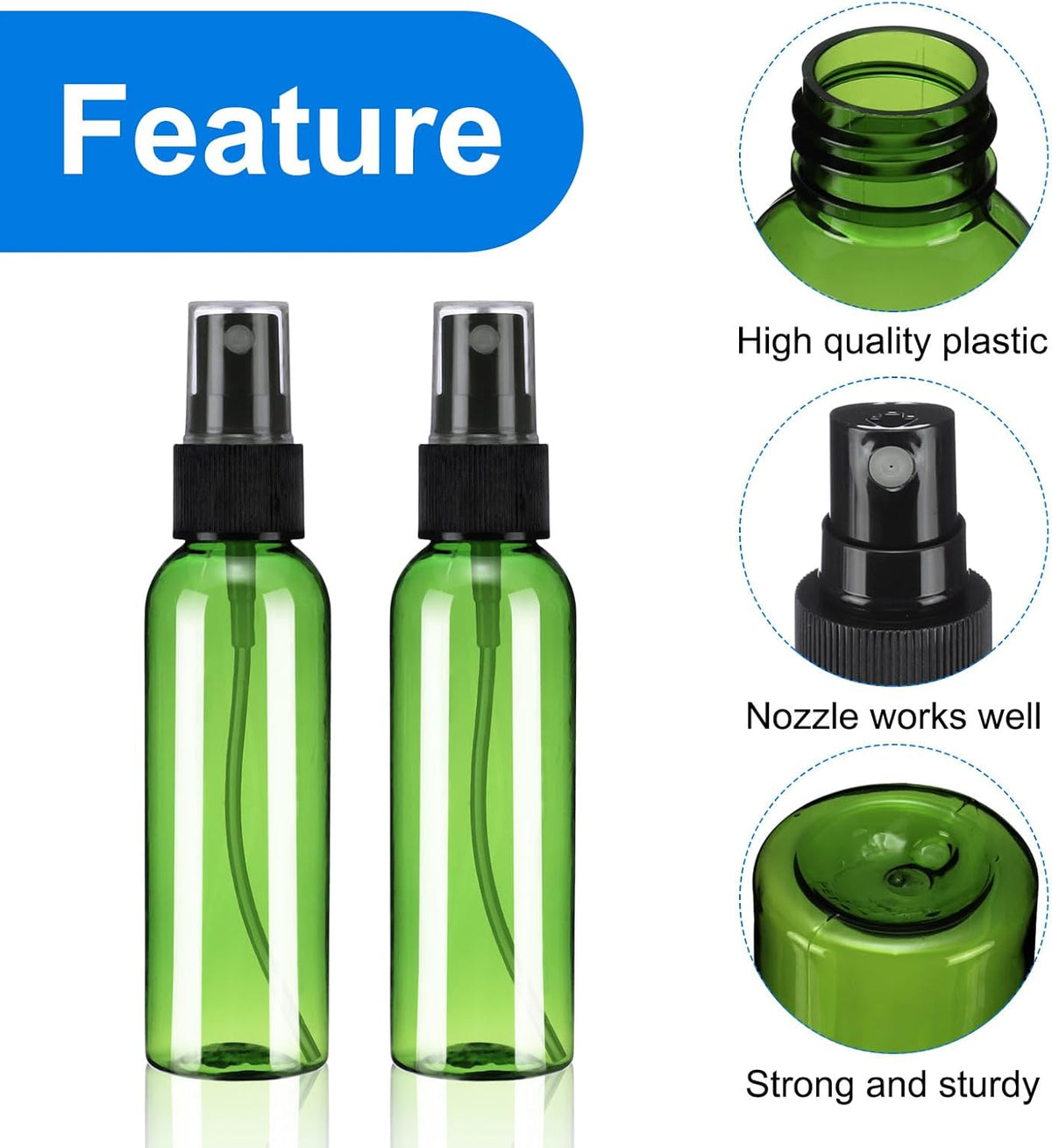 uxcell 100Pack Spray Bottles, 2Oz/60ML Reusable Clear Empty Mist Plastic Mini Travel Bottle