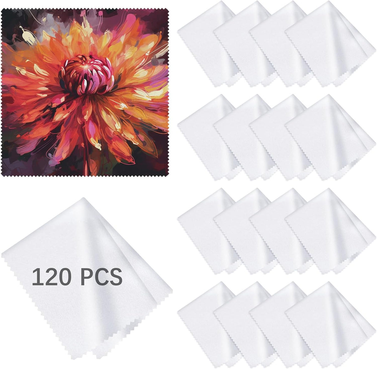 120 Pack Microfiber Cleaning Cloth for Glasses (5.5"x5.5"), Sublimation Eye Glasses Clean Cloths