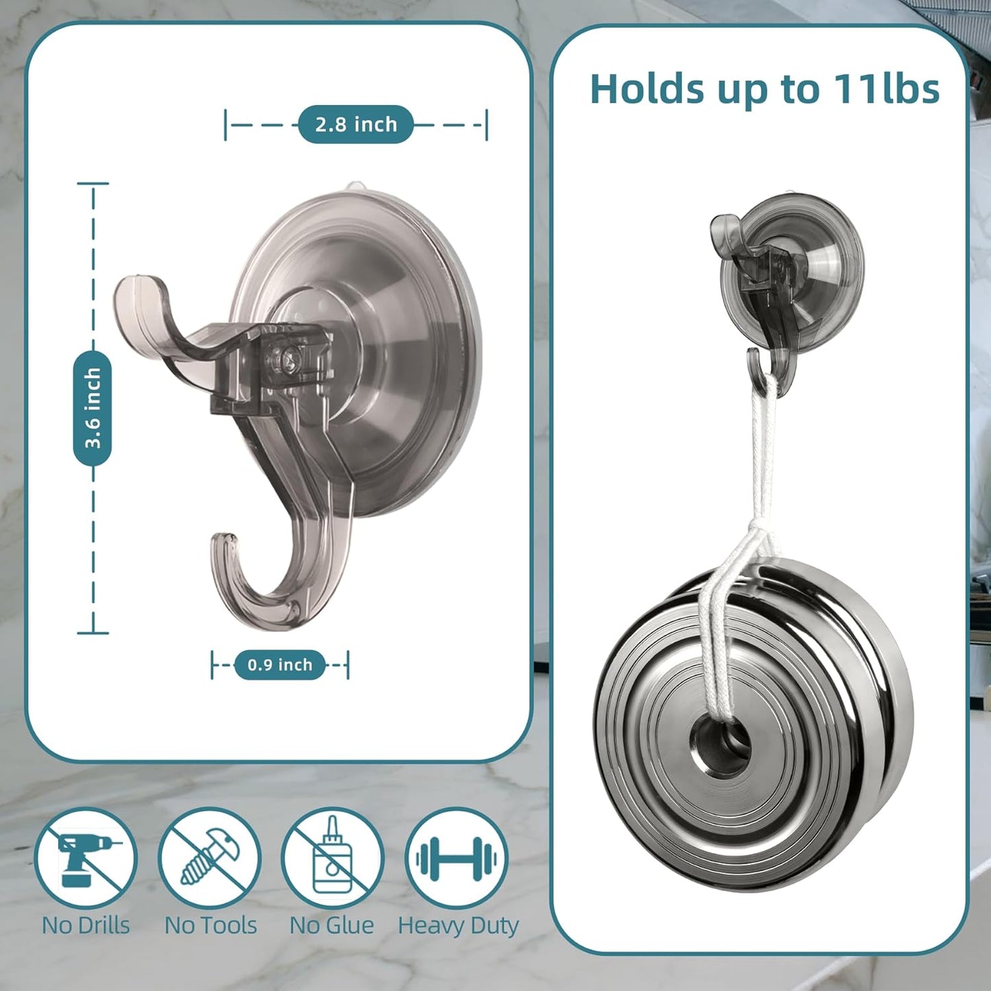 Antimbee 3 Pack Suction Cup Hooks, Clear Suction Hanger, Removable Small Hooks for Shower