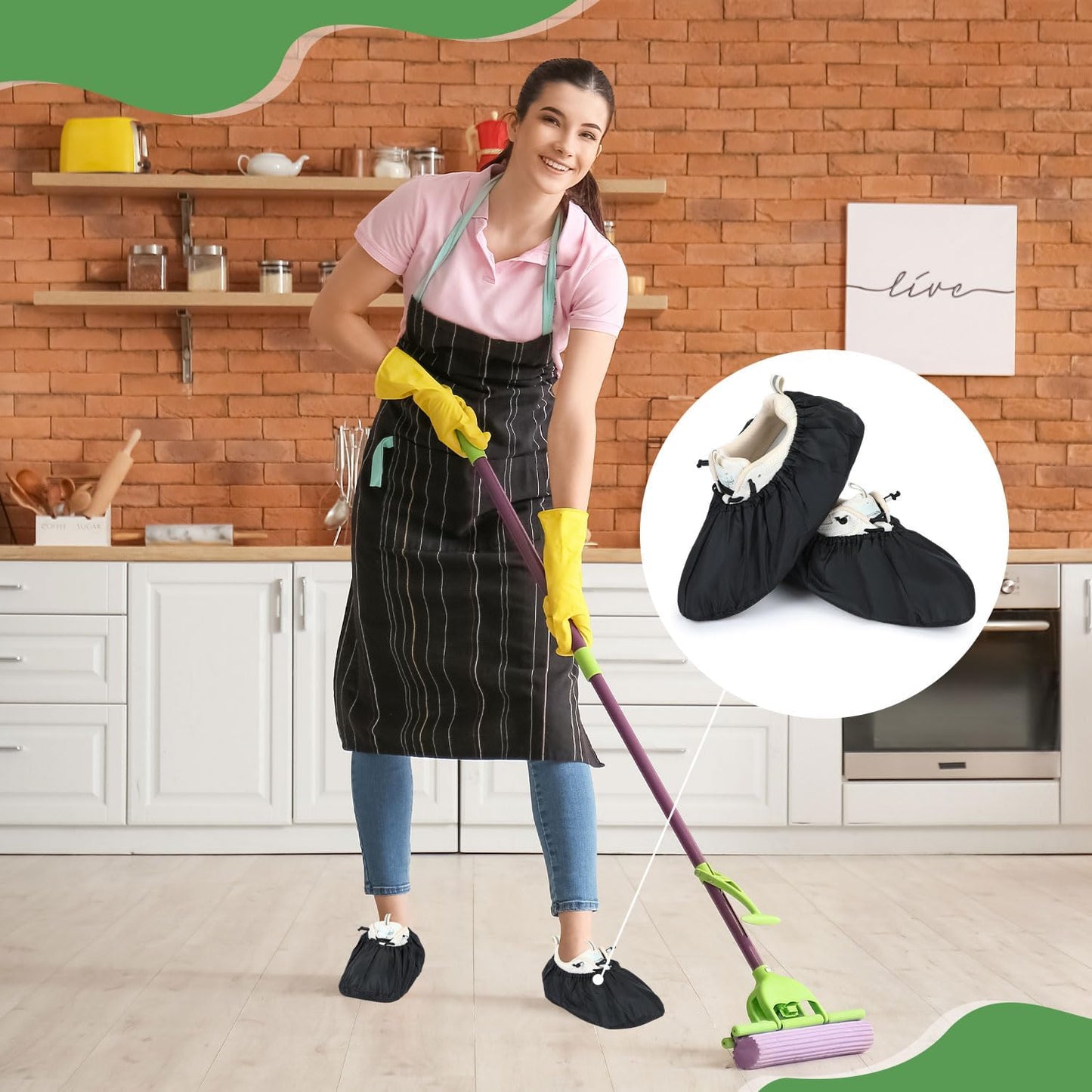 Frienda 8 Pairs Non Slip Reusable Shoe Covers Waterproof Boot Covers for Household Carpet Floor